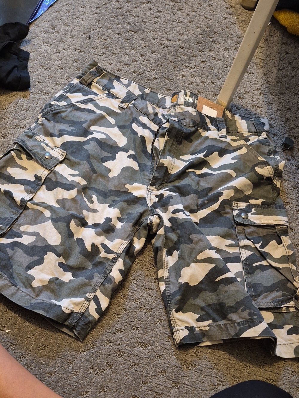 Carhartt Gray and White Camo Cargo Shorts
